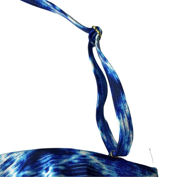 Jessica Simpson Womens Bikini Swim Top Blue Flouce Overlay Size Medium - Picture 3 of 10